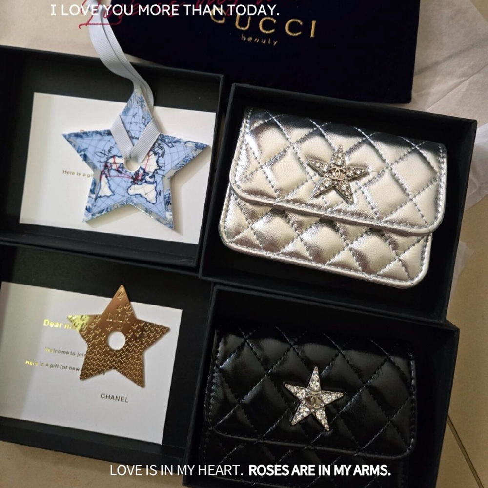 Mini Cosmetic Makeup Bag Pouch Clutch star Logo gift bag silver card bag - Picture 1 of 7